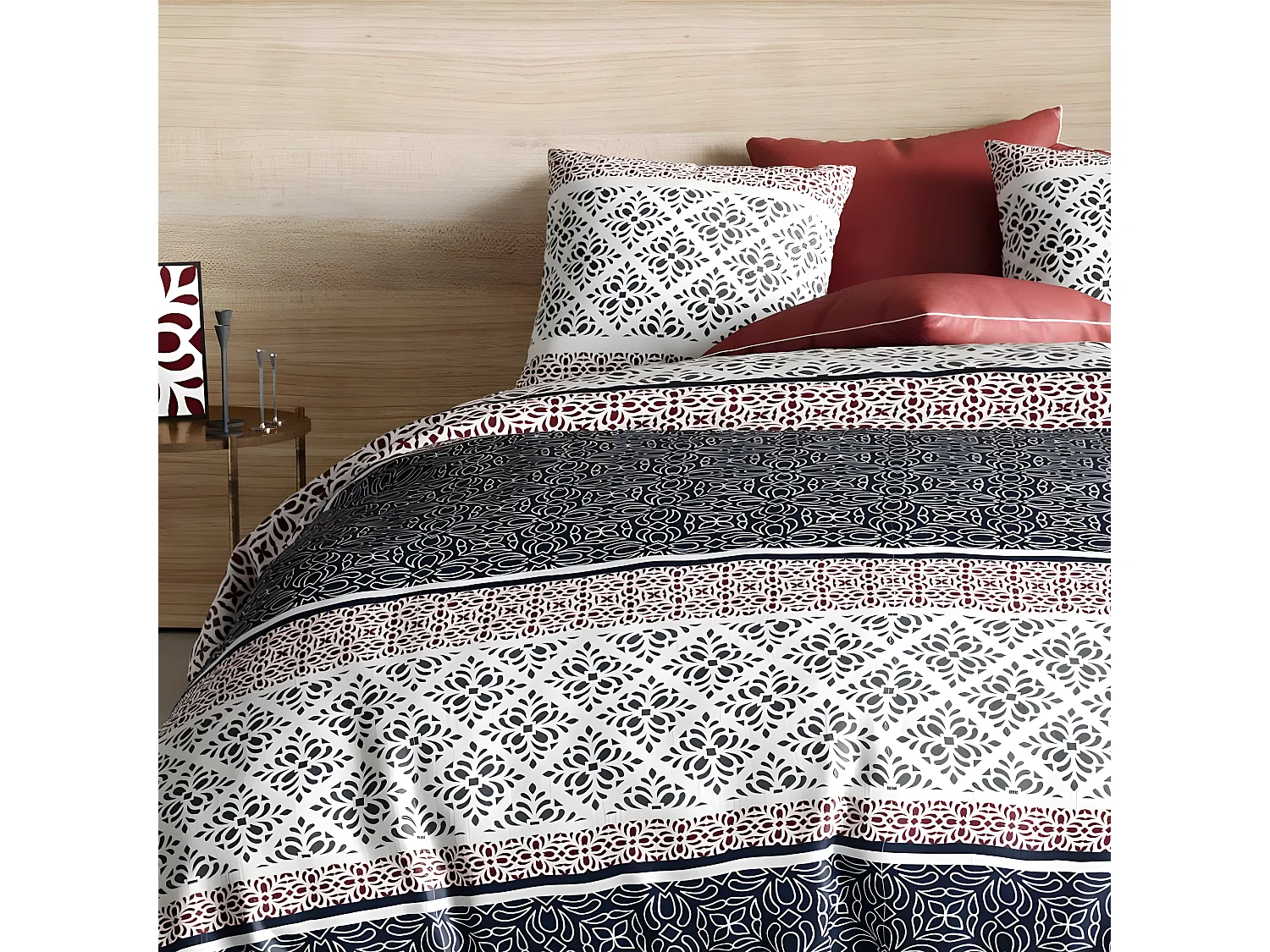 Housse de couette 240x260 cm + 2 taies d'oreiller 65x65 cm Coton Sergio