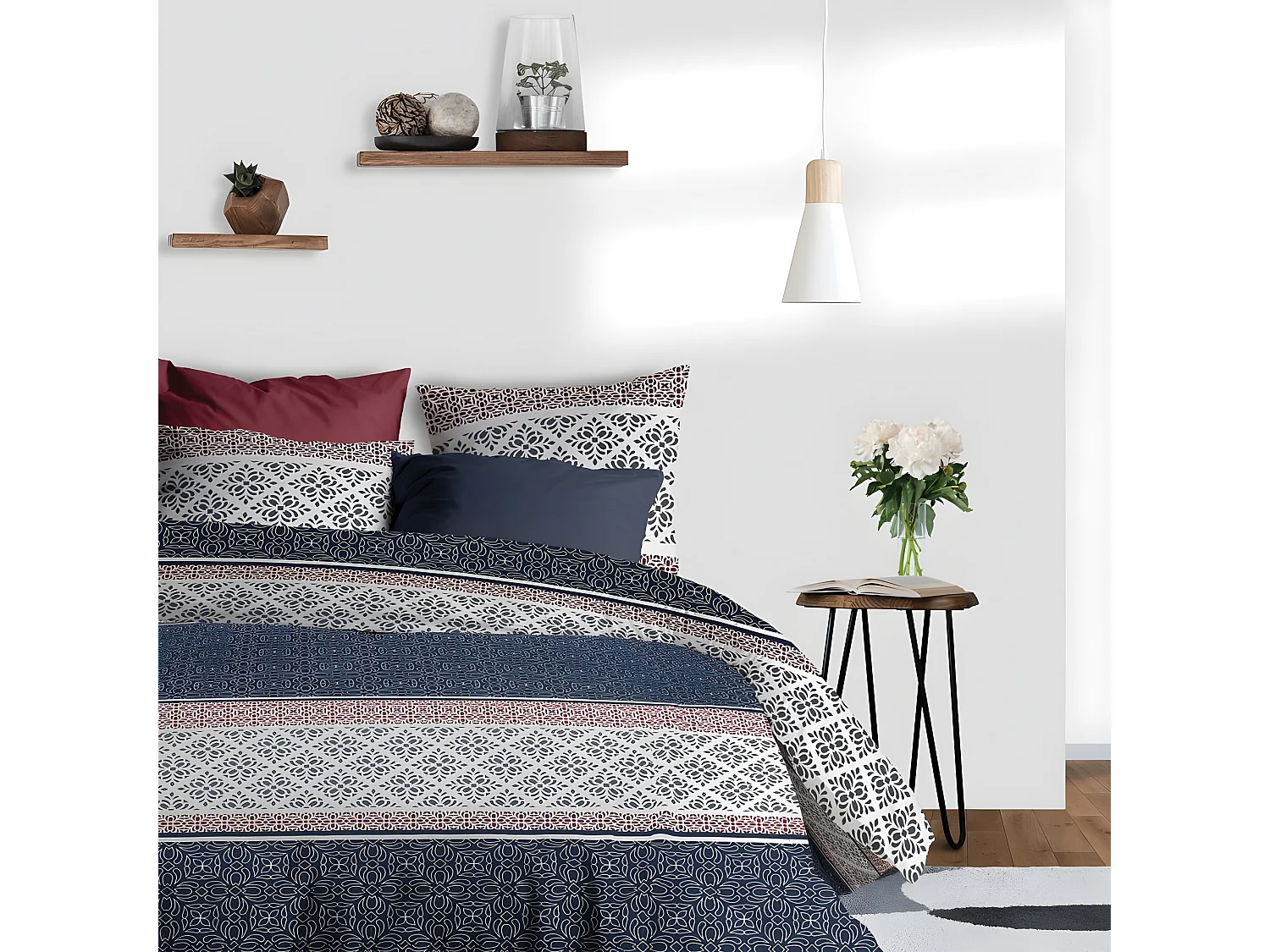 Housse de couette 240x260 cm + 2 taies d'oreiller 65x65 cm Coton Sergio