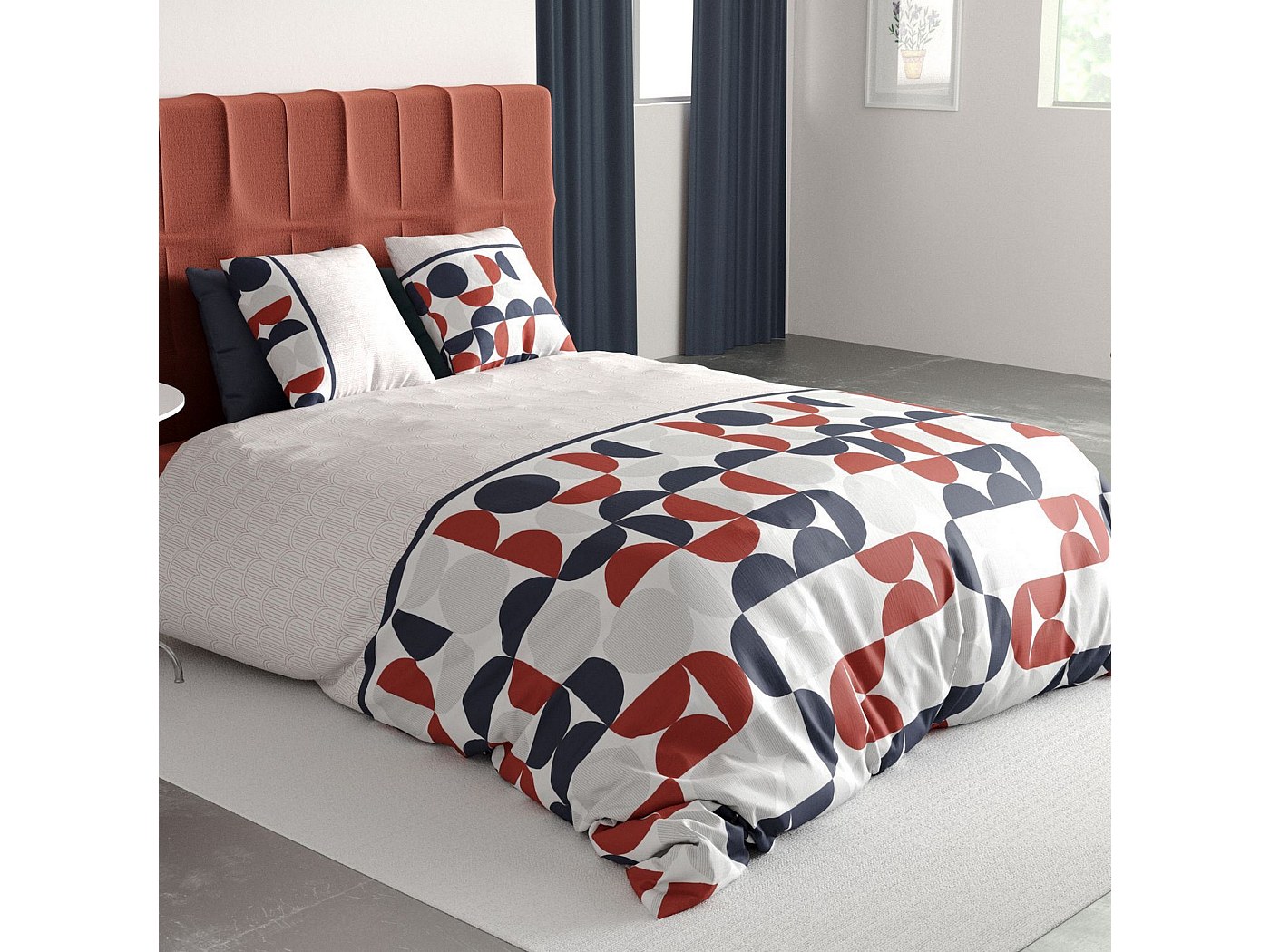 Parure De Lit Sincère Percale Coton 100% : Housse 200x200 Cm + 2 Taies, Gris, Neuf étiqueté