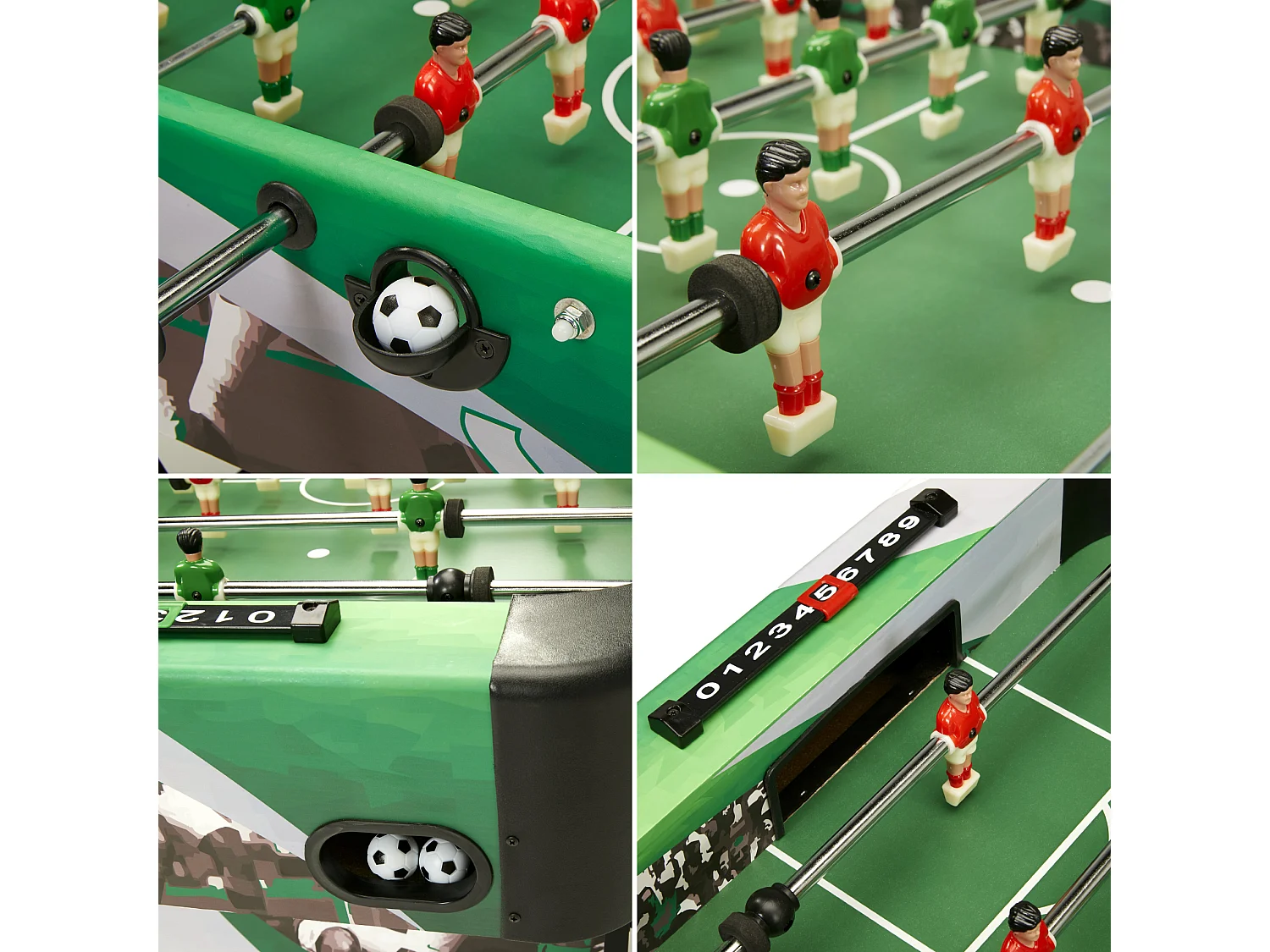 Table de baby-foot d'intérieur pliable - 22 figurines - 3 balles inclues - 2 à 4 joueurs