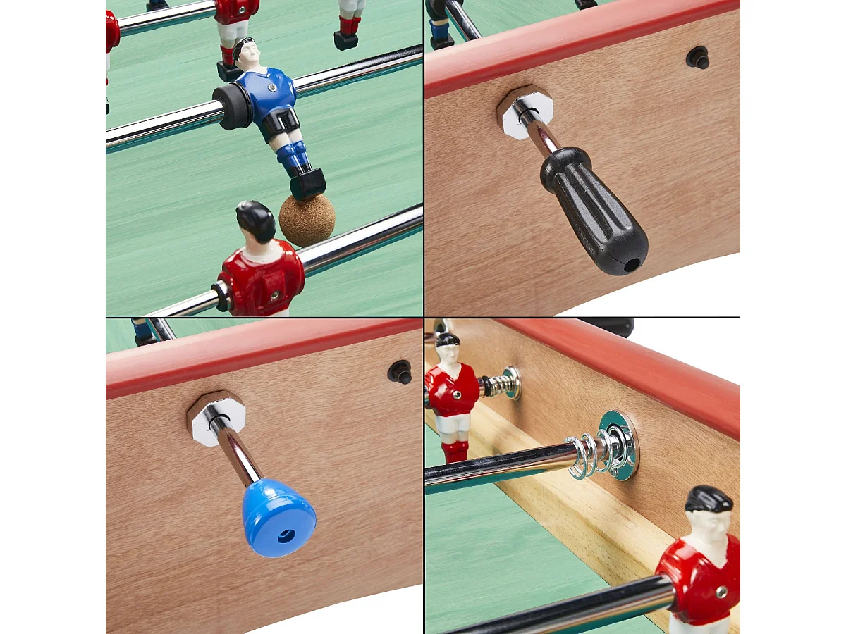 Baby-foot Adulte Luxe en bois - Barres télescopiques - 2 à 4 joueurs - 3 Balles liège inclues