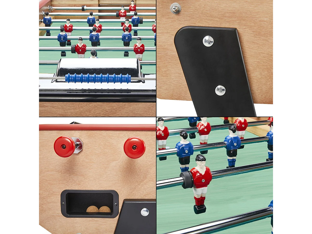 Baby-foot Adulte Luxe en bois - Barres télescopiques - 2 à 4 joueurs - 3 Balles liège inclues