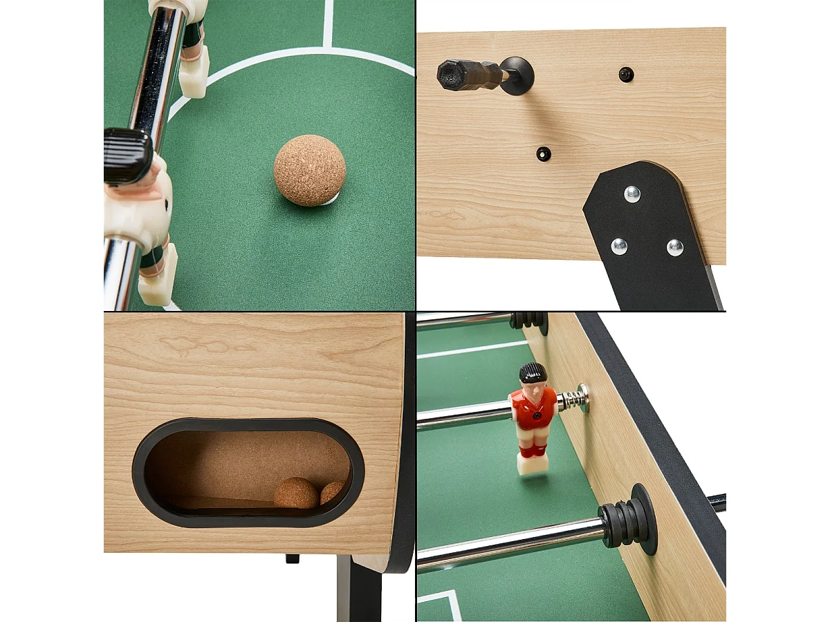 Baby-foot adulte - Robuste - Barres télescopiques - 2 à 4 joueurs - 3 Balles liège inclues