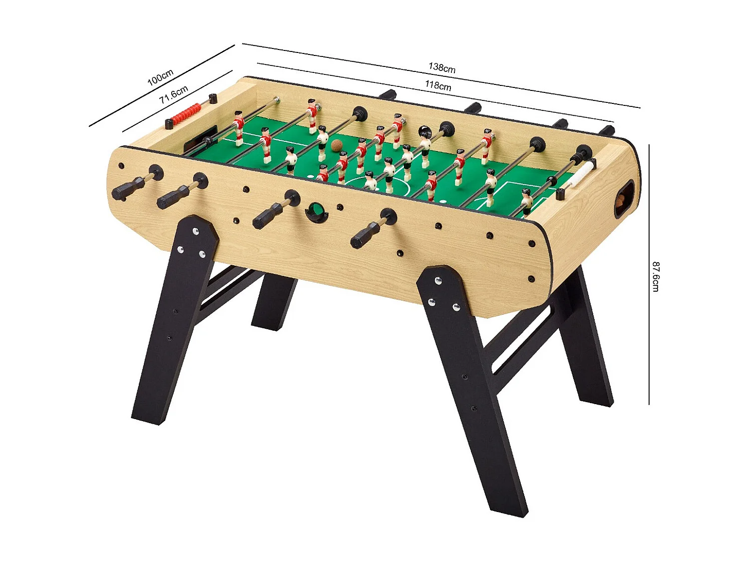 Baby-foot adulte - Robuste - Barres télescopiques - 2 à 4 joueurs - 3 Balles liège inclues