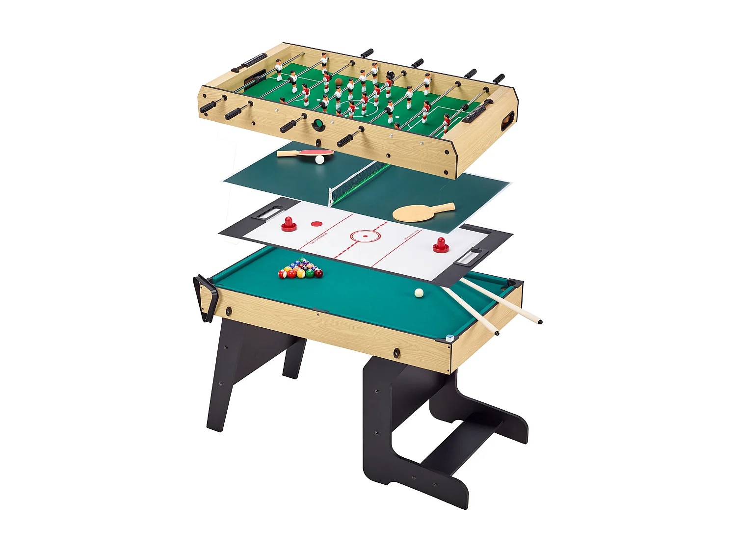 Table multi jeux pliable 4 en 1 ados - Baby-foot - Billard - Ping Pong - Hockey