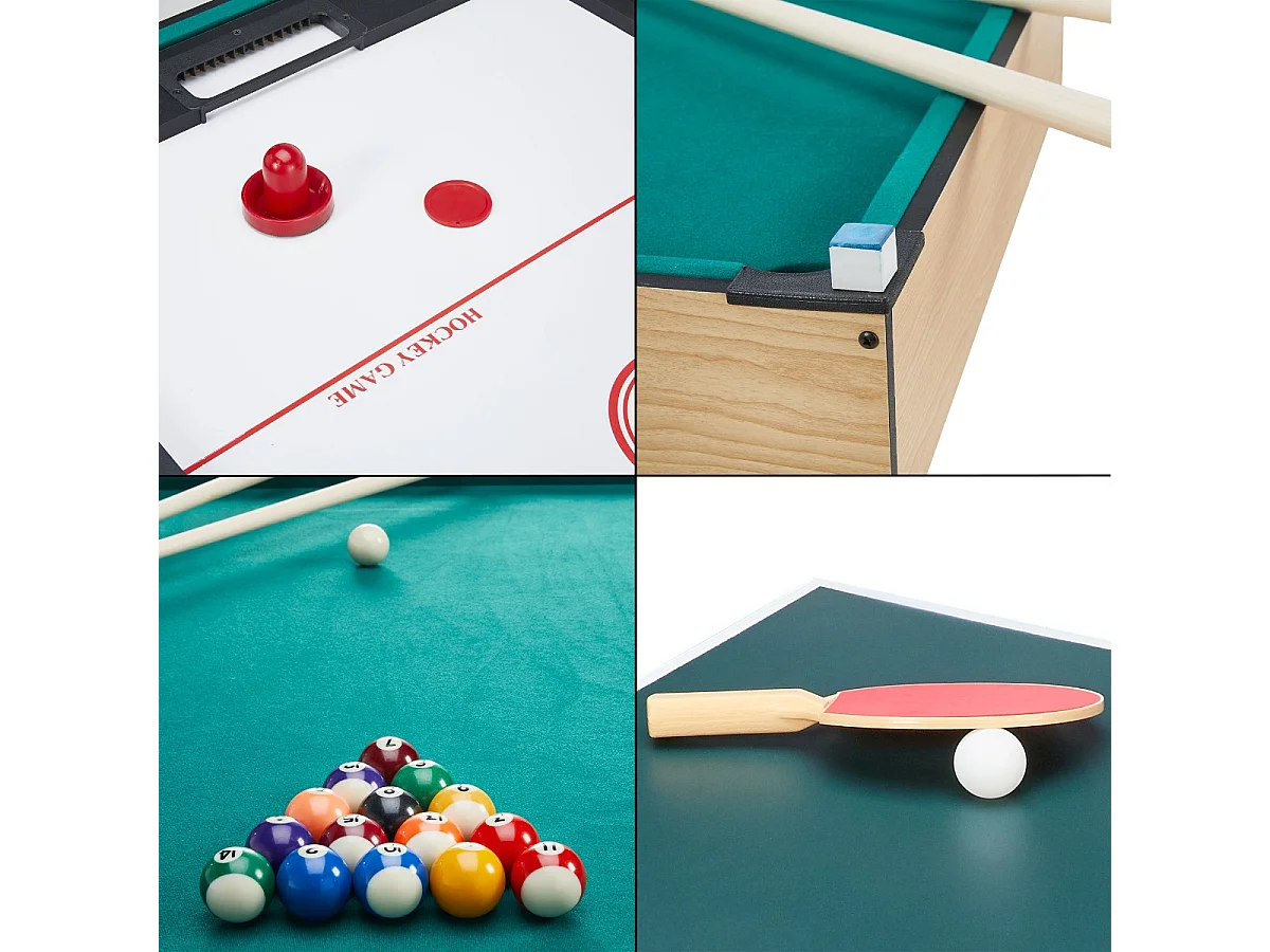 Table multi jeux pliable 4 en 1 ados - Baby-foot - Billard - Ping Pong - Hockey