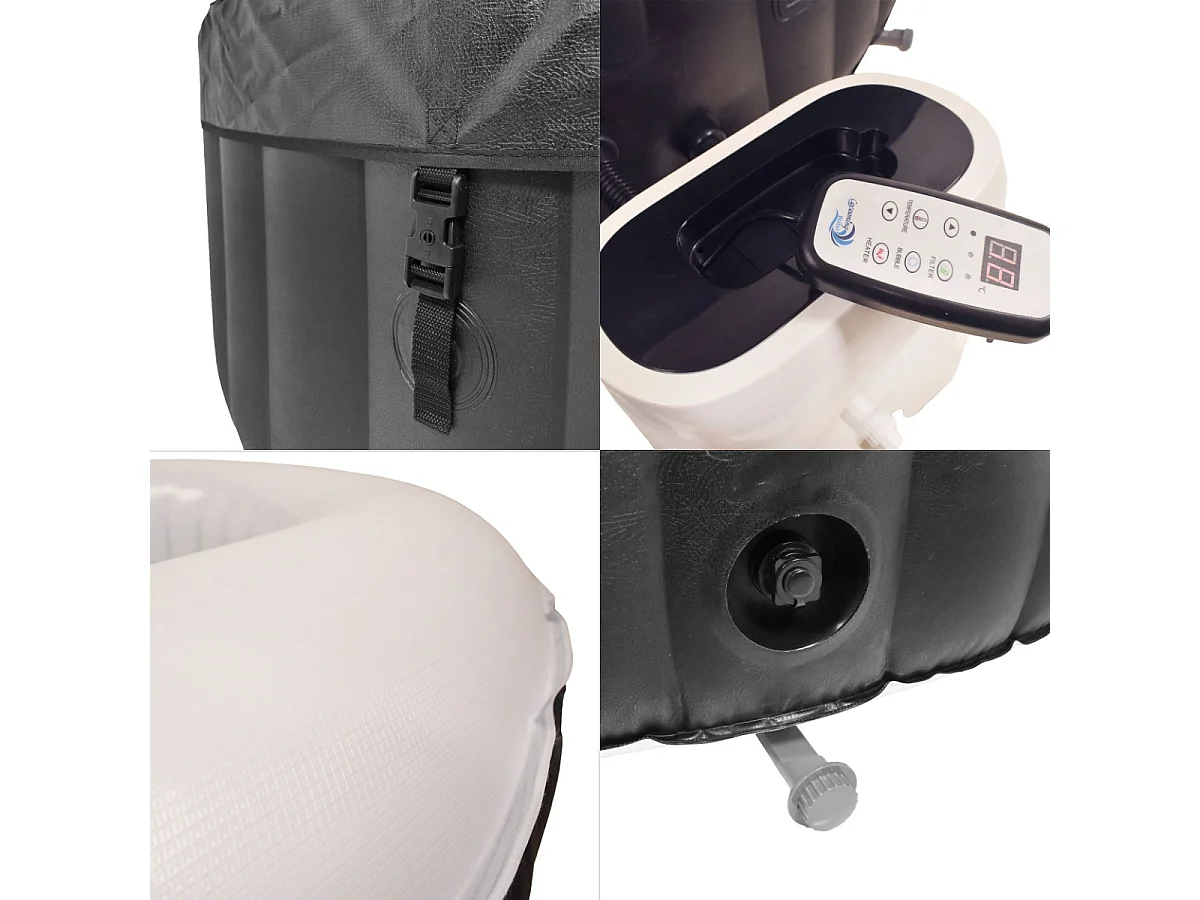 Cocooning Water - Spa gonflable carré - 120 jets - Noir et Blanc - (154x154cm) 3-4 places -700L