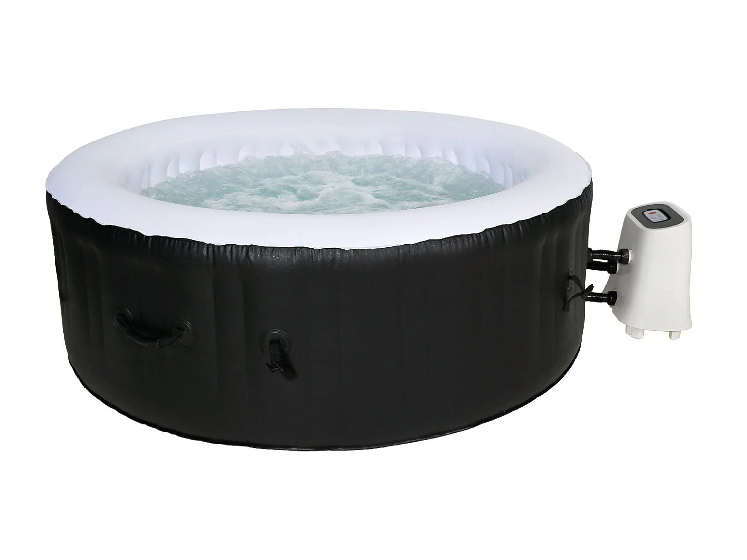 Cocooning Water - Spa gonflable rond - 120 jets - Noir et Blanc - Ø180cm 3-4 places - 800L