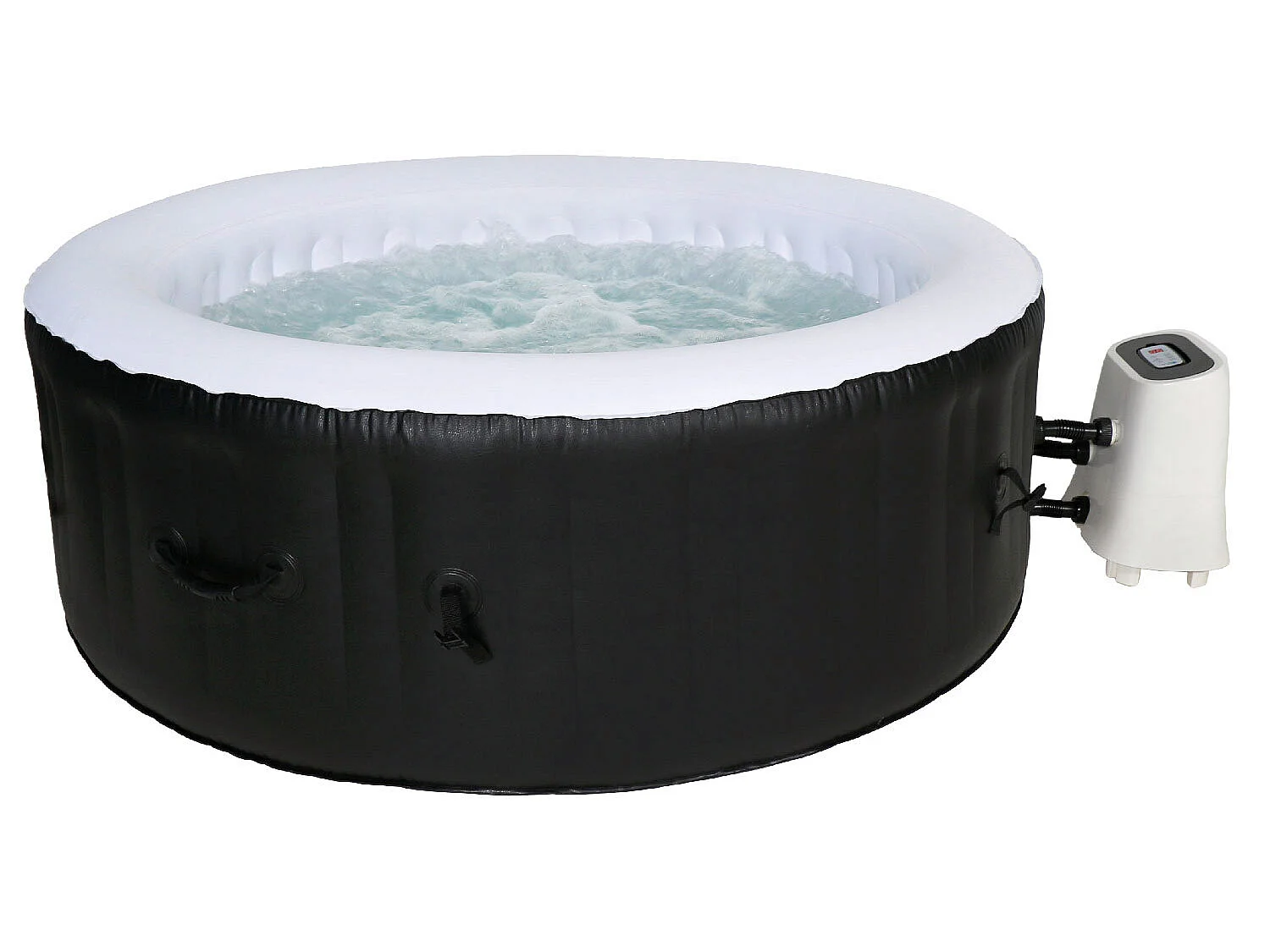 Cocooning Water - Spa gonflable rond - 120 jets - Noir et Blanc - Ø180cm 3-4 places - 800L