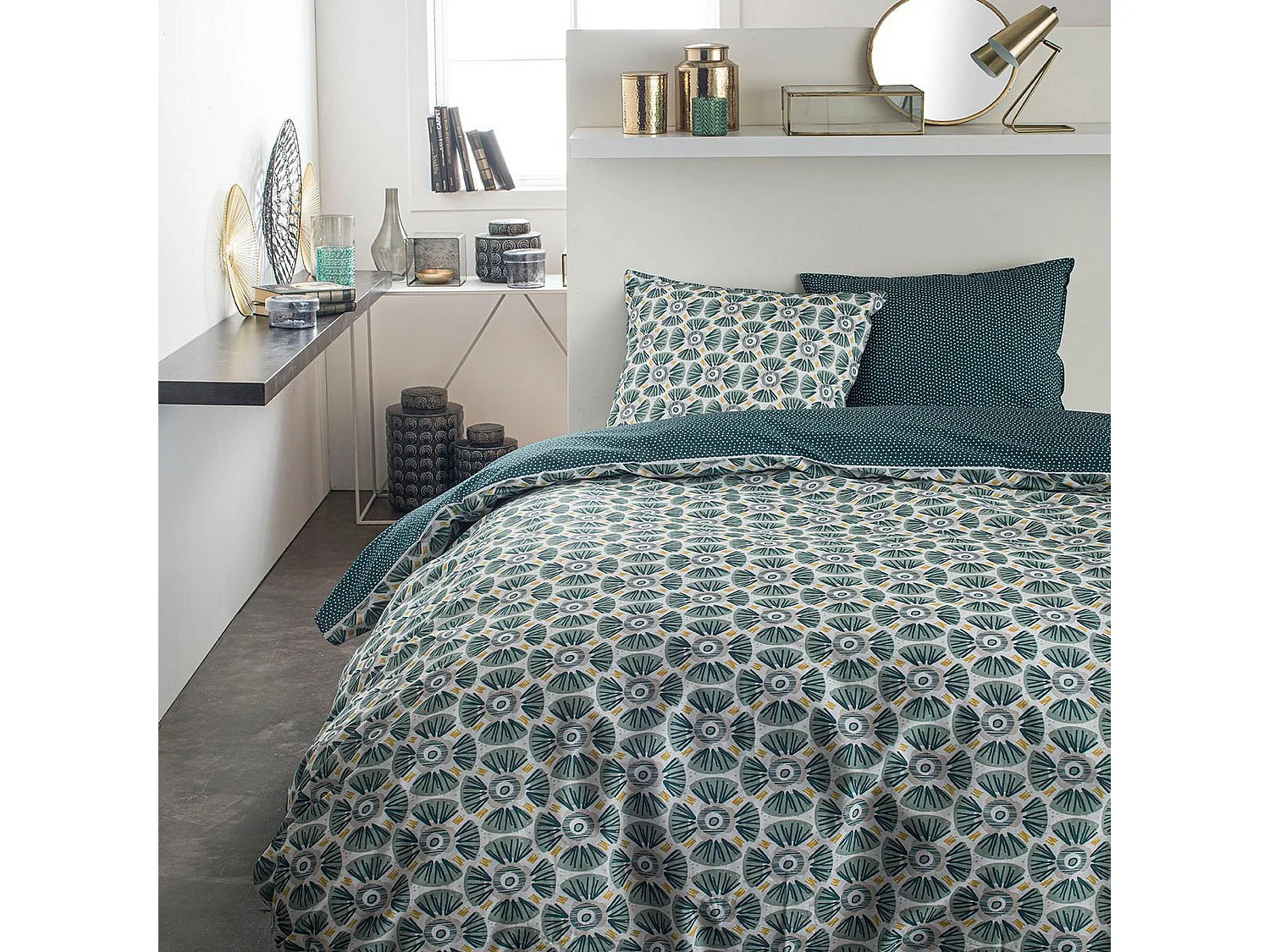 Housse de couette Réversible avec taies d'oreiller 100% Coton 57 fils 5.19 : Taille - 220 x 240 cm