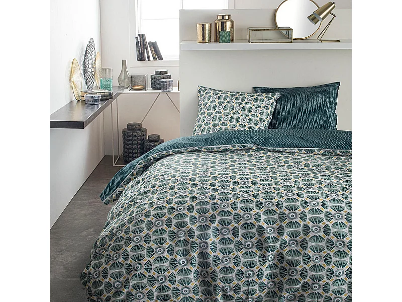 Housse de couette Réversible avec taies d'oreiller 100% Coton 57 fils 5.19 : Taille - 220 x 240 cm