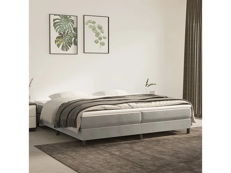 Lit adulte Gris clair 200x200 cm Velours BE1284