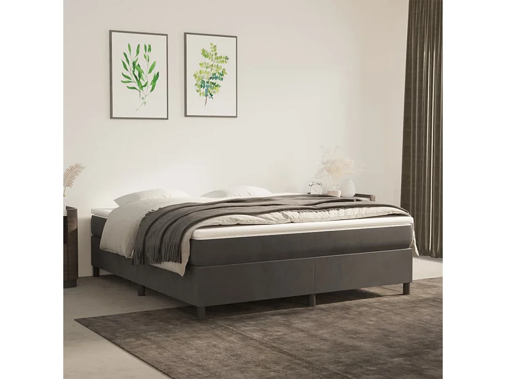 Lit adulte Gris foncé 160 x 200 cm Velours BE3759