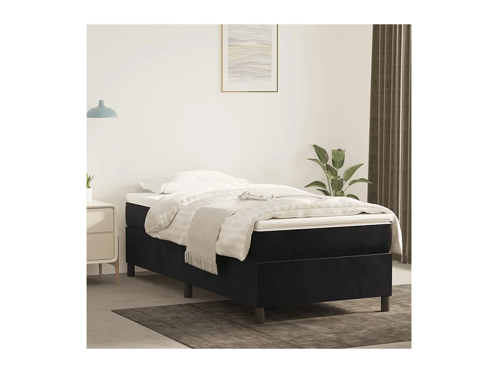 Lit adulte Noir 90x190 cm Velours BE3042