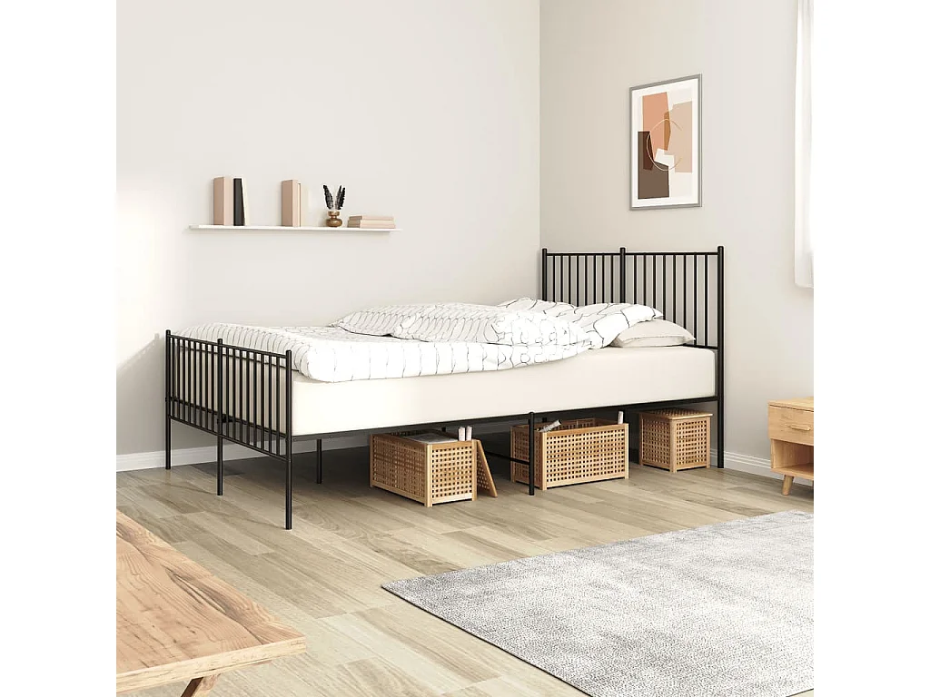 Letto matrimoniale con Testiera e Pediera Bianco 120x190 cm CFW724115