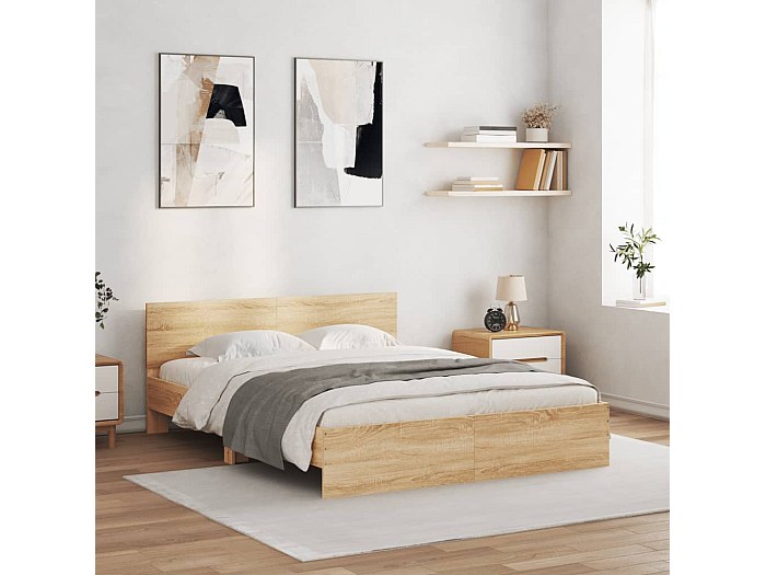 Giroletto con testiera e pediera in rovere Sonoma 160x200 cm | Leroy Merlin