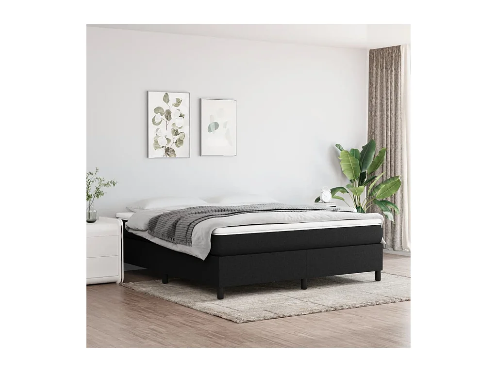 Lit adulte Noir 160x200 cm Tissu BE2255