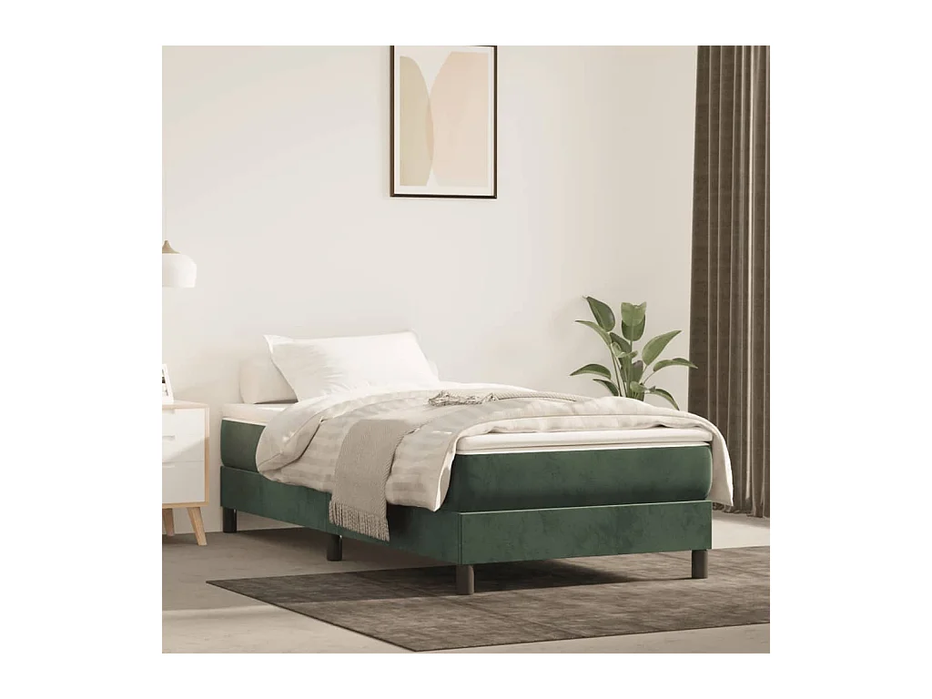 Lit adulte Vert foncé 100x200 cm Velours BE6939