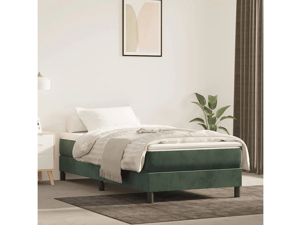 Lit adulte Vert foncé 100x200 cm Velours BE6939