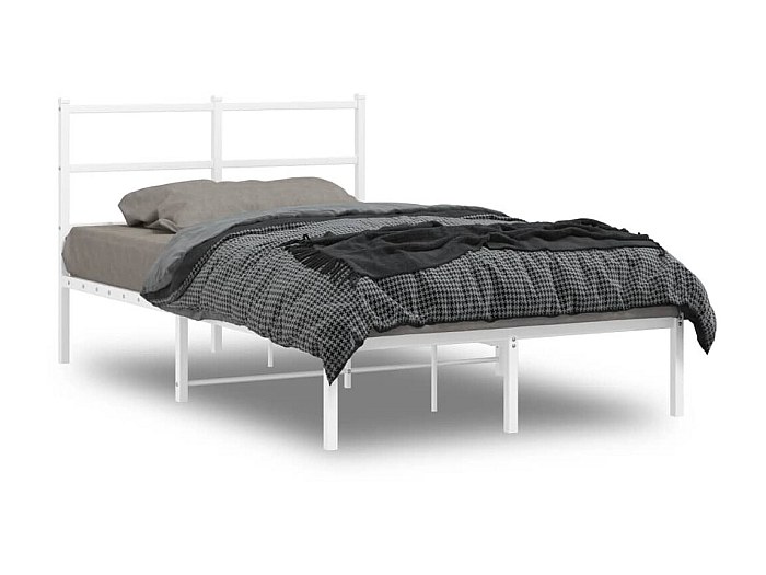 Telaio letto con testiera in metallo bianco 193 x 203 cm