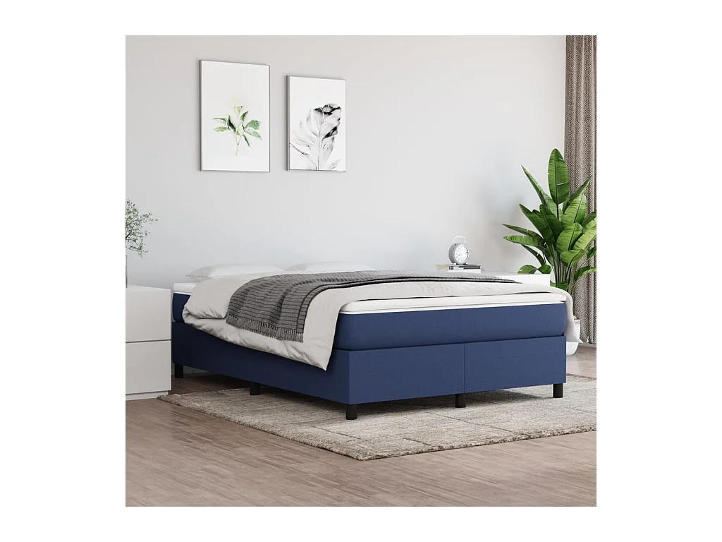 Lit adulte Bleu 140 x 200 cm Tissu BE9329