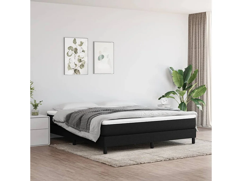 Lit adulte Noir 160x200 cm Tissu BE1842