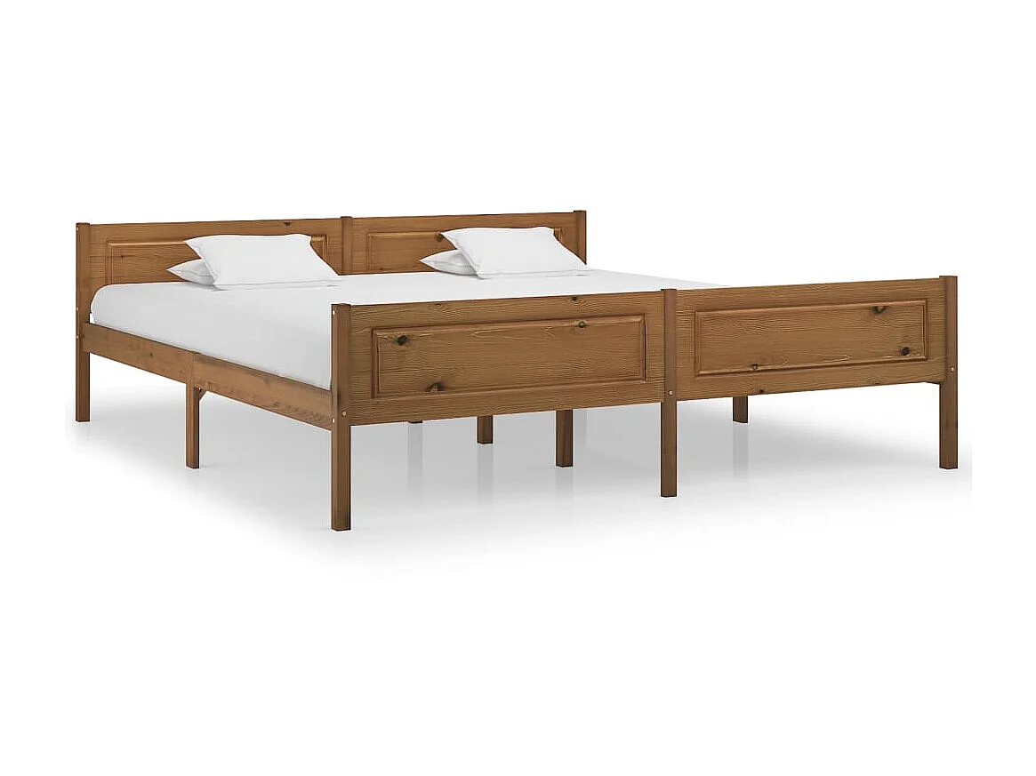Letto matrimoniale Marrone Miele in Legno Massello di Pino 180x200 cm CFW749338