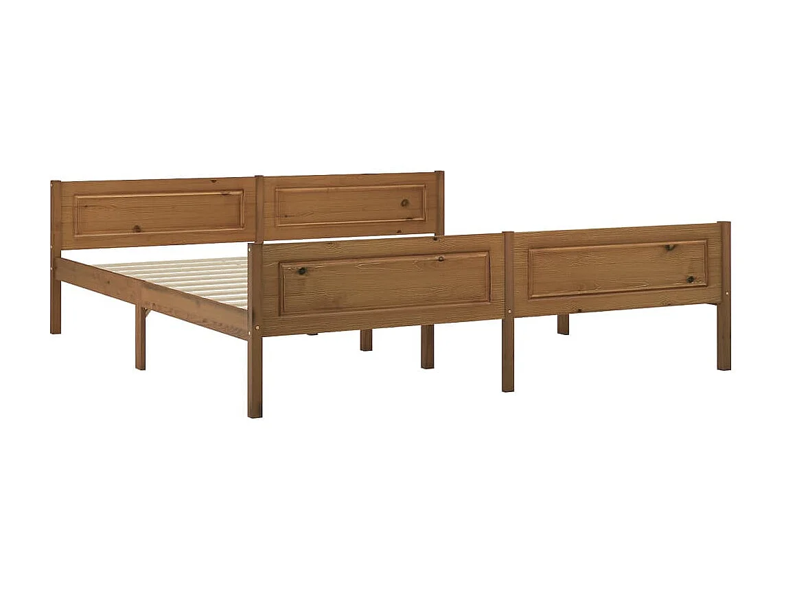 Letto matrimoniale Marrone Miele in Legno Massello di Pino 180x200 cm CFW749338