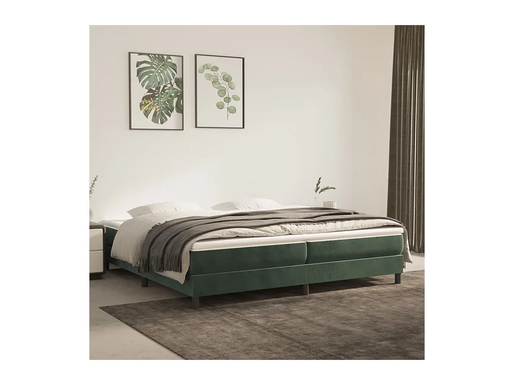 Lit adulte Vert foncé 200x200 cm Velours BE9480