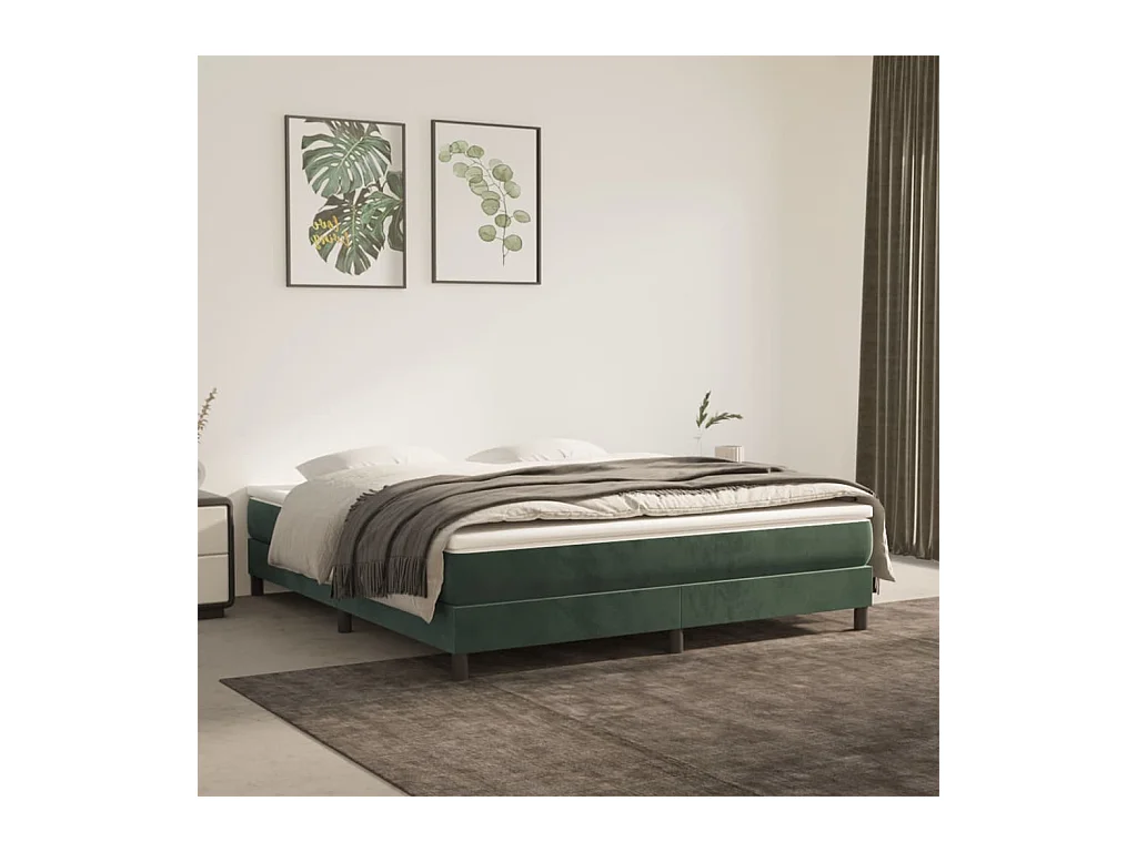 Lit adulte Vert foncé 160x200 cm Velours BE2762