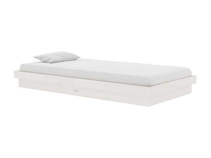 Letto singolo Bianco in Legno Massello di Pino 90x200 cm CFW925065