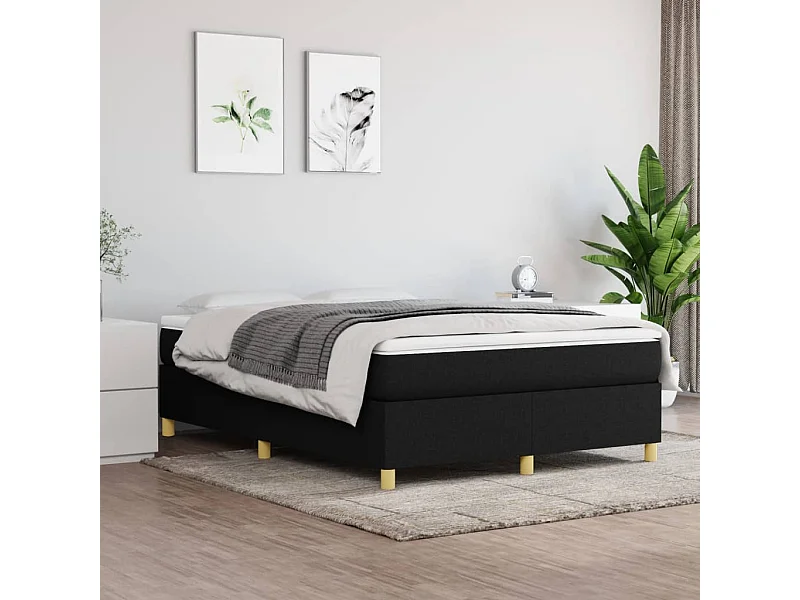 Lit adulte Noir 140x200 cm Tissu BE2452