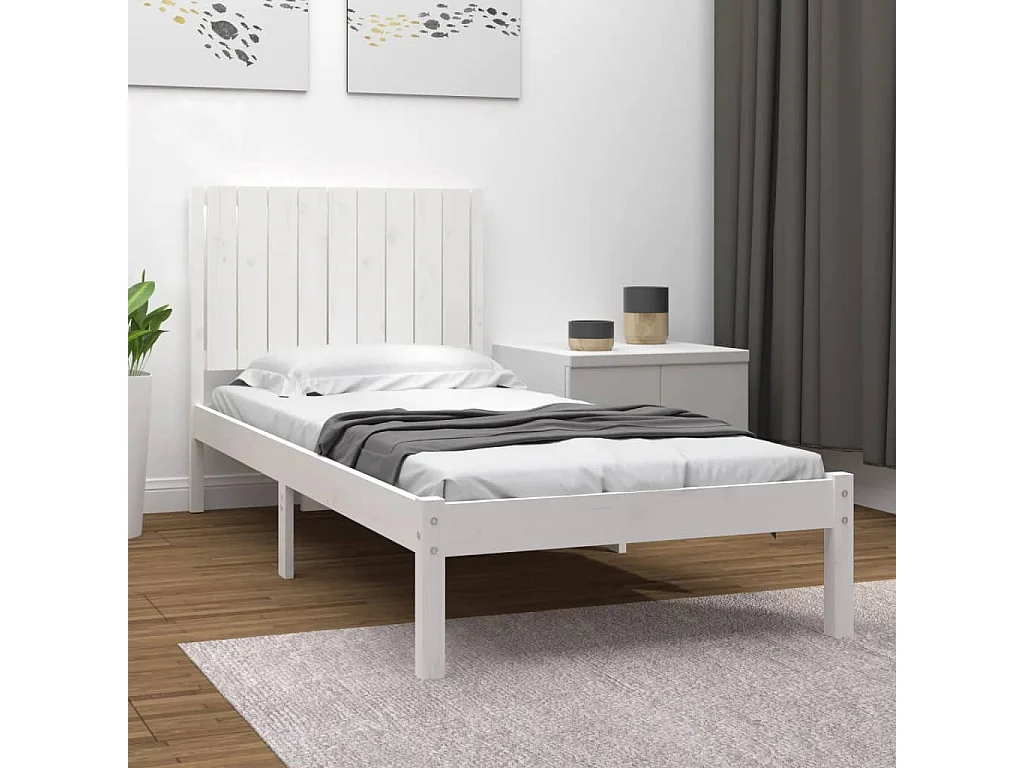 Letto singolo Bianco in Legno Massello 90x190 cm Single CFW801062