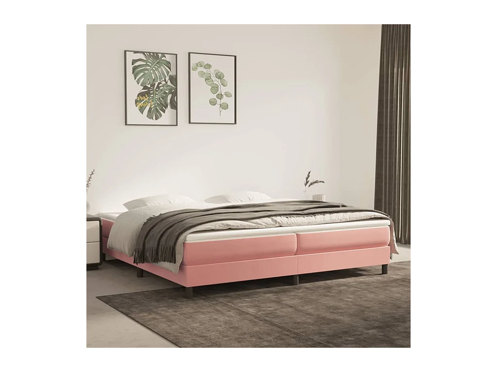 Lit adulte Rose 200x200 cm Velours BE4815