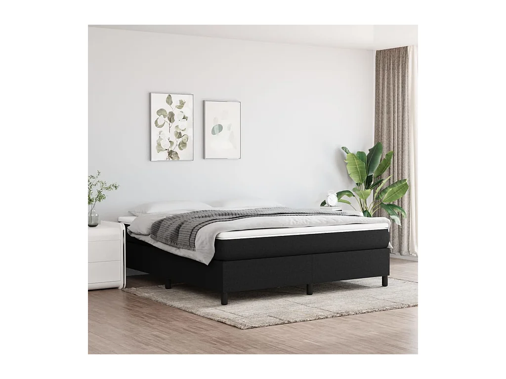 Lit adulte Noir 180 x 200 cm Tissu BE7317
