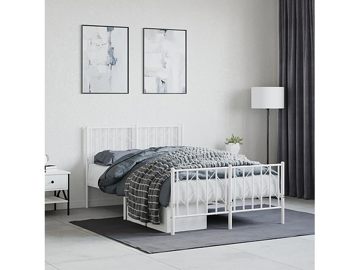 Gohapins – Struttura Letto Matrimoniale In Metallo Bianco Con Testiera, LED RGB E Porte USB, Contenitore Integrato