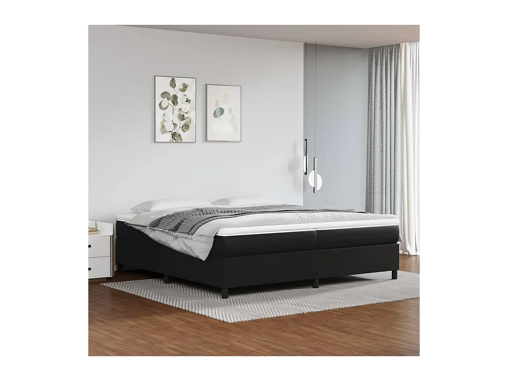 Lit adulte Noir 200x200 cm Similicuir BE1531