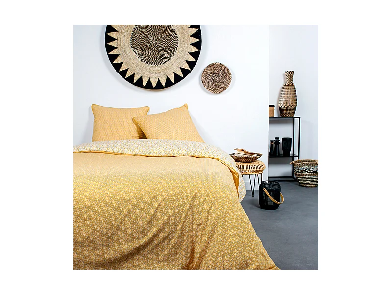 Parure de lit housse de couette avec taies d'oreiller 100% Coton 57 fils Kalahari : Taille - 220 x 240 cm