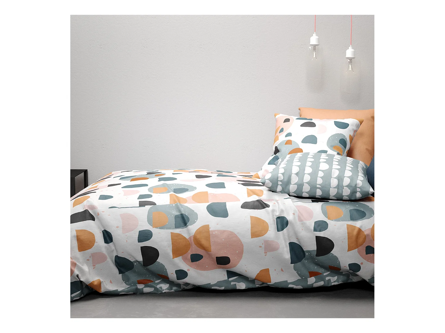 Parure de lit housse de couette avec taie d'oreiller 100% Coton 57 fils Pontino : Taille - 240 x 260 cm