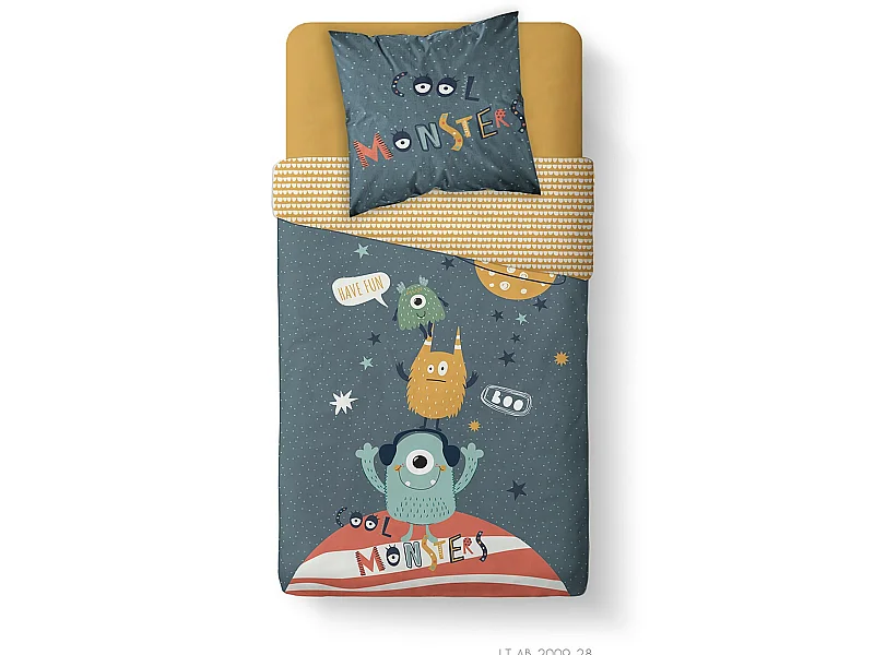 Housse de couette enfant 140x200 cm avec 1 taie d'oreiller 63x63 cm Parure de lit Coton Kids Kool 1.4