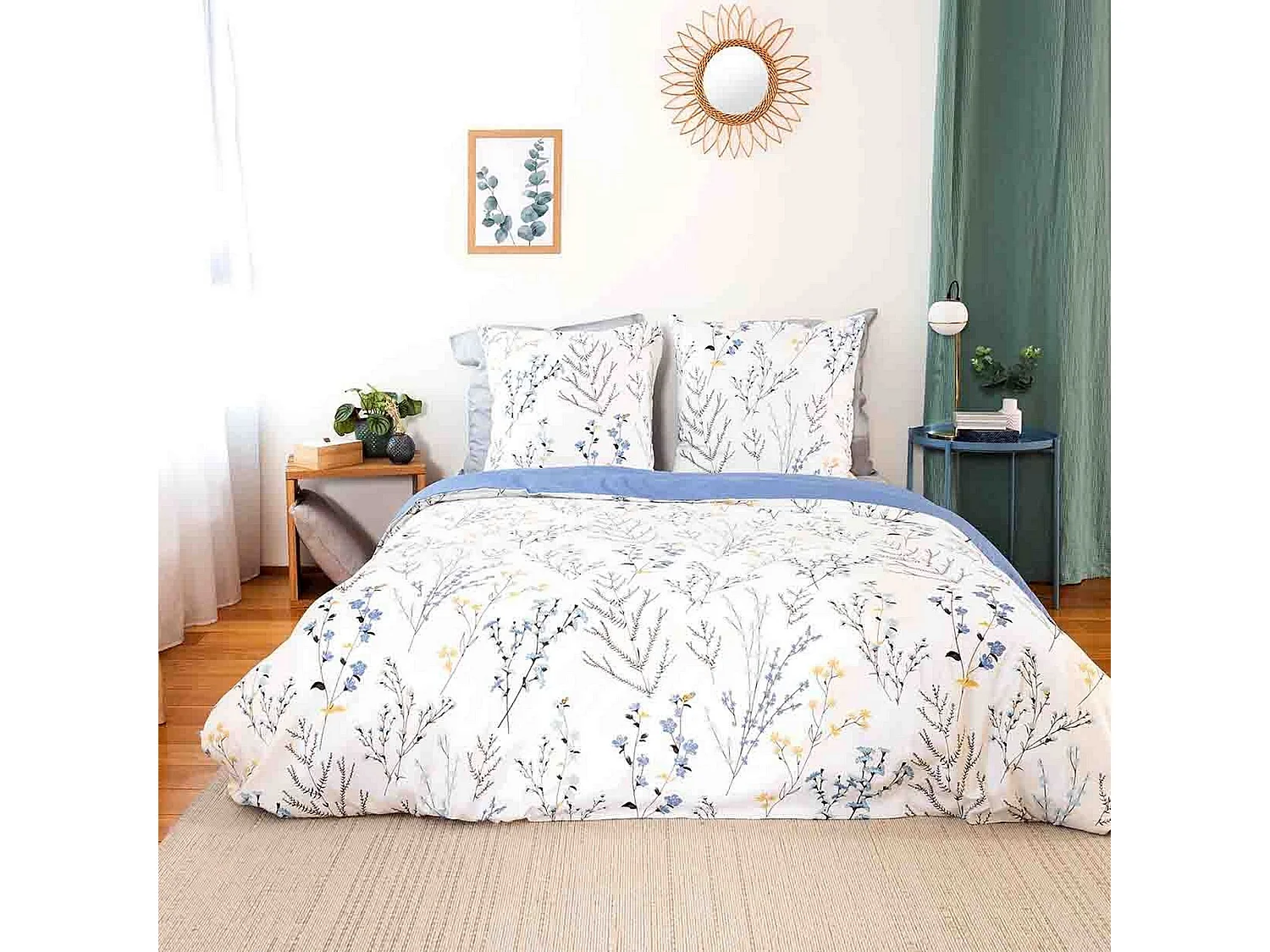 Juego de cama en satén de algodón espíritu primaveral 240 x 220 cm