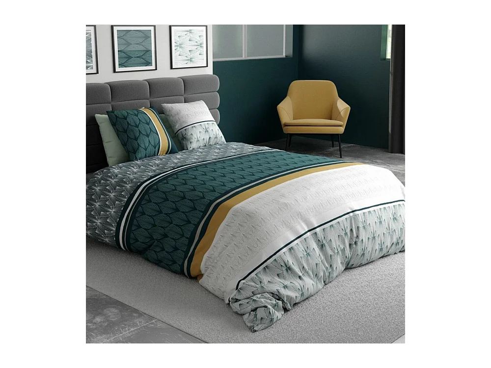 Housse de couette 220x240 cm + 2 taies d'oreiller 63x63 cm Coton Kerio