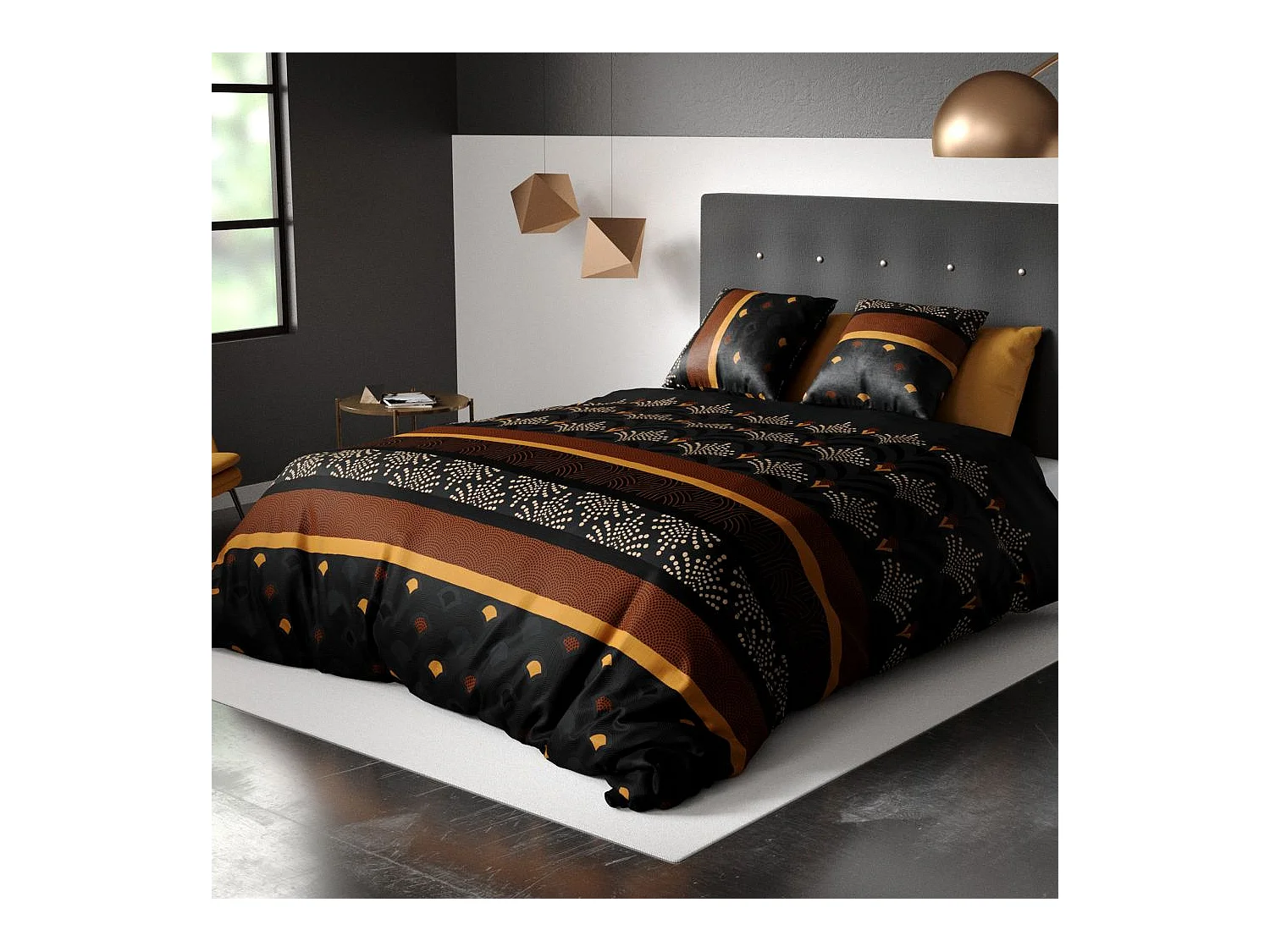 Parure de drap 240x300 4 pièces Coton Phenix Noir
