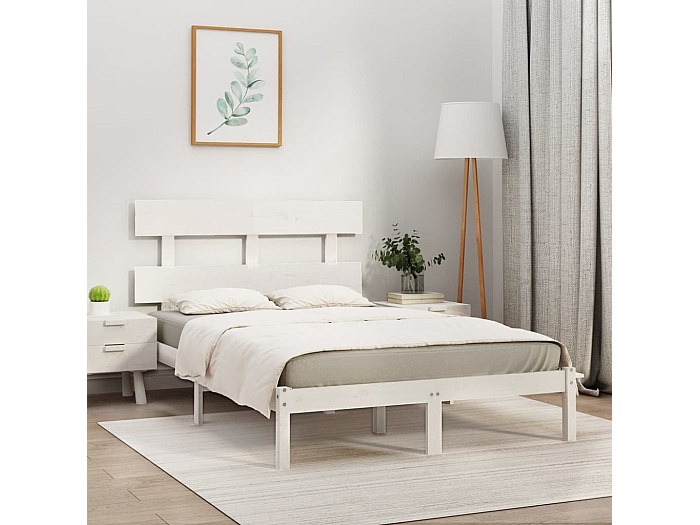 Letto matrimoniale Bianco in Legno Massello 180x200 cm Super King CFW434723