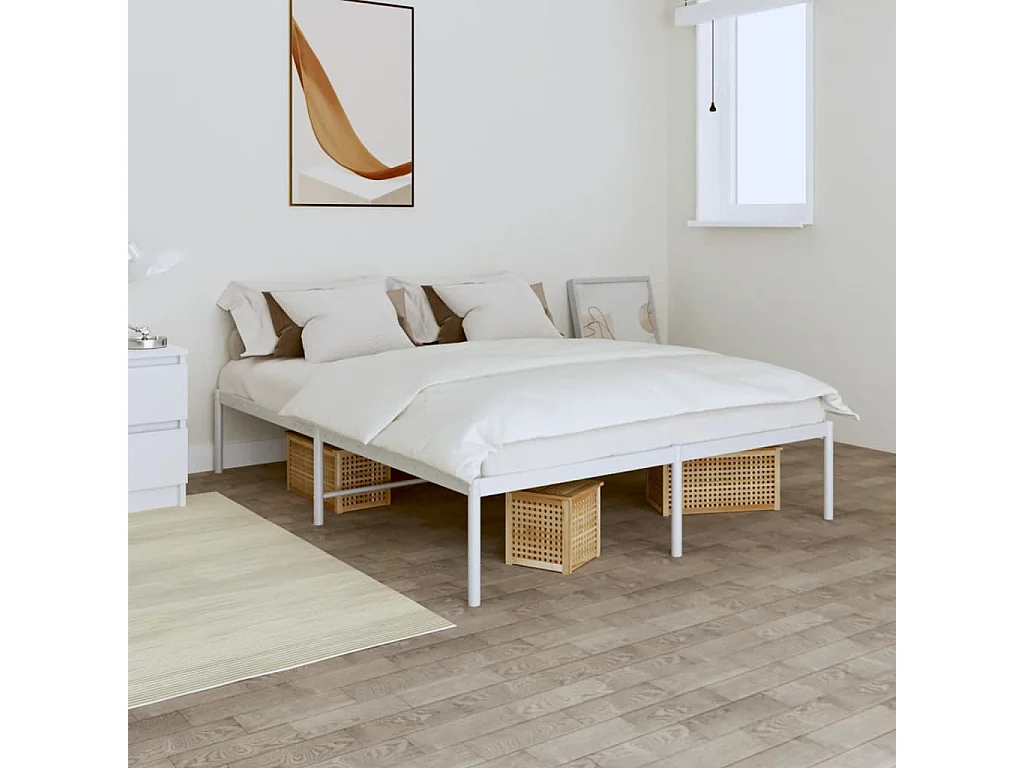 Zinus Florence Letto Matrimoniale In Metallo 140x190 Cm Con Testiera E Pediera - Bianco - 2