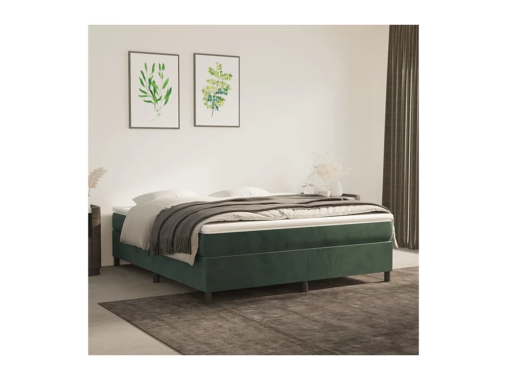 Lit adulte Vert foncé 180x200 cm Velours BE9968