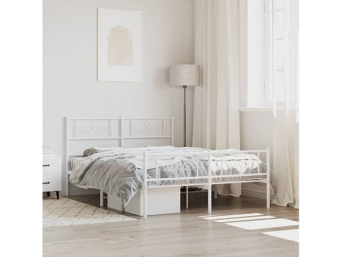 EMODA Telaio Letto Matrimoniale XL 160x200 Cm Con Testiera Imbottita E Pediera In Metallo – Struttura In Metallo Nero, Altezza 40,6 Cm