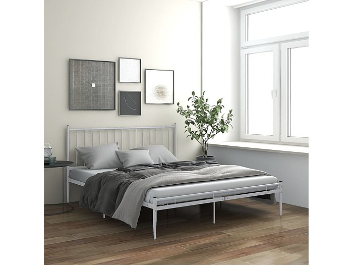 Giroletto con Testiera Metallo Bianco 140x190 cm