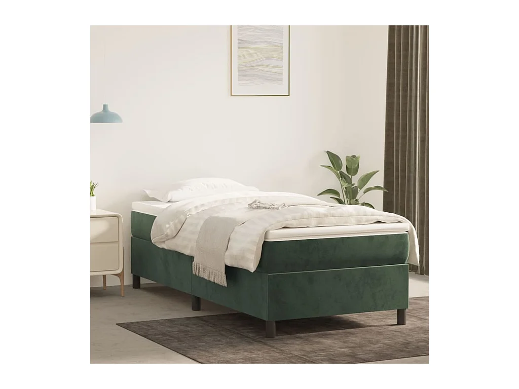 Lit adulte Vert foncé 100x200 cm Velours BE2376
