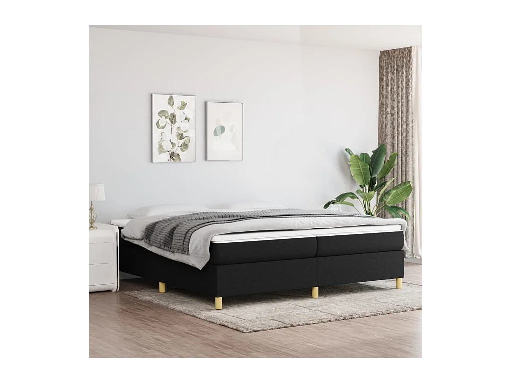 Lit adulte Noir 200x200 cm Tissu BE2832